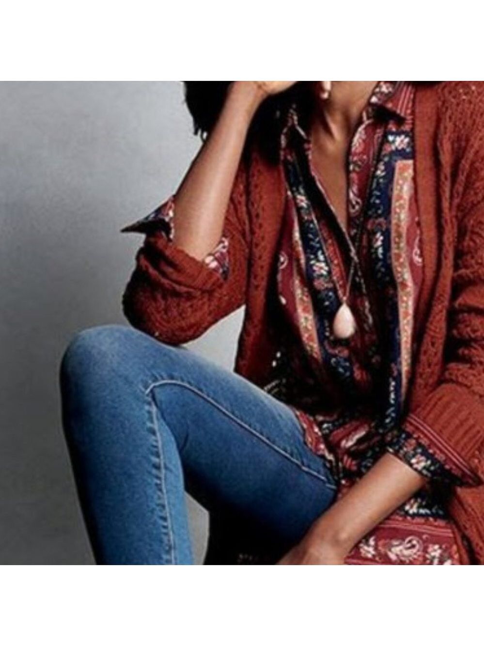 Paisley border floral tunic top blouse plus size